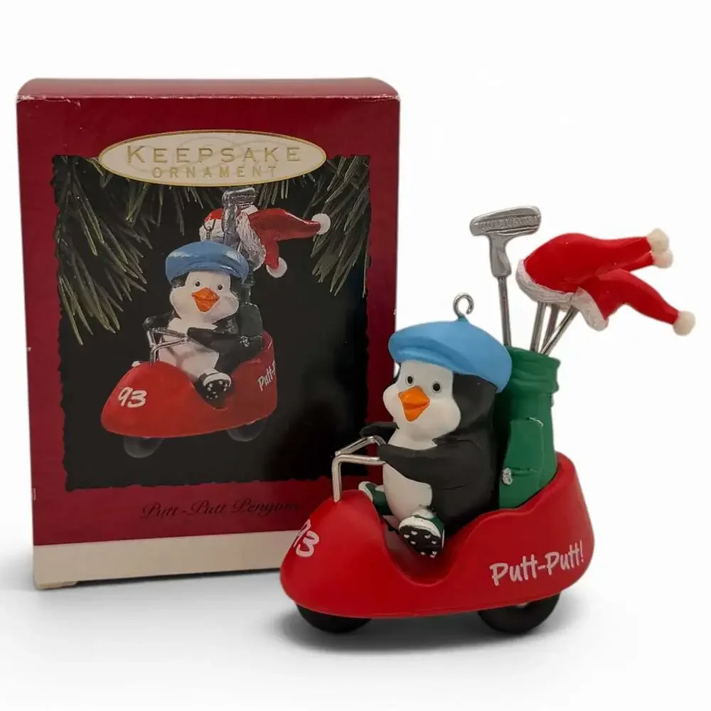1993 Hallmark Keepsake Ornament Putt-Putt Penguin Golf Cart